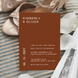 Budget Terracotta Moderne Hochzeit Einladung