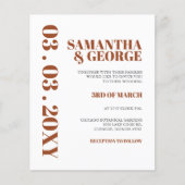 Budget Terracotta Moderne Hochzeit Einladung (Vorderseite)