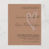 Budget Terracotta Modernes Herz Hochzeit Einladung (Vorderseite)