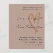 Budget Terracotta Modernes Herz Hochzeit Einladung (Vorderseite)