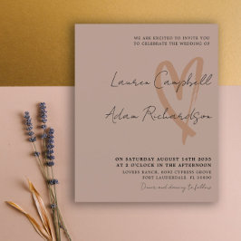 Budget Terracotta Modernes Herz Hochzeit Einladung