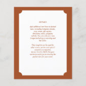 BUDGET Terracotta MONOCHROME Hochzeitspapier Flyer (Hinten)