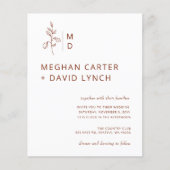 Budget Terracotta Monogram Wedding Einladung (Vorderseite)