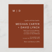 Budget Terracotta Monogram Wedding Einladung (Vorderseite)