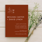 Budget Terracotta Monogram Wedding Einladung