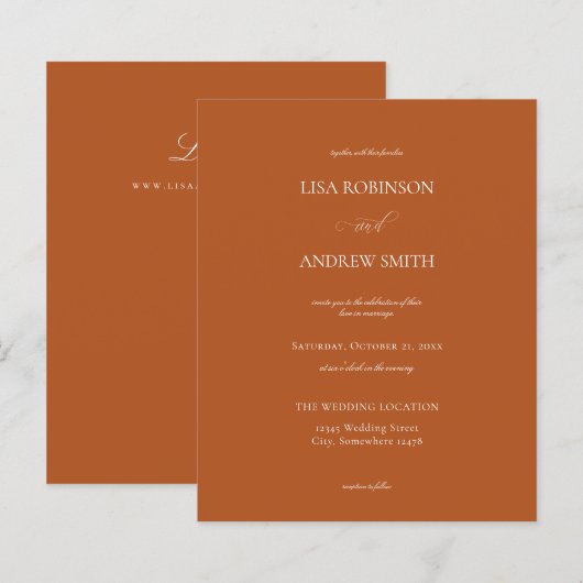 Budget Terracotta Orange Calligraphy Wedding (Vorne/Hinten)