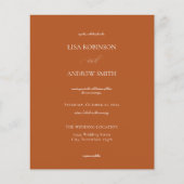Budget Terracotta Orange Calligraphy Wedding (Vorderseite)