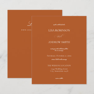 Budget Terracotta Orange Calligraphy Wedding