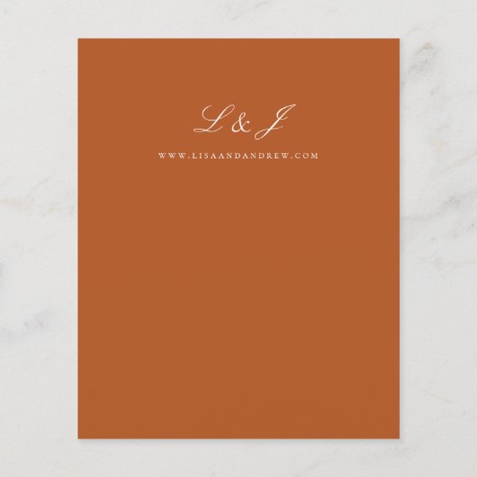 Budget Terracotta Orange Calligraphy Wedding Flyer (Hinten)