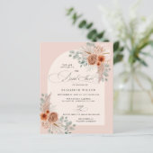 Budget Terracotta Pampas Bridal Dusche Einladung (Stehend Vorderseite)