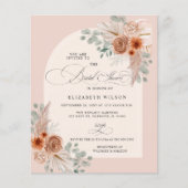 Budget Terracotta Pampas Bridal Dusche Einladung (Vorderseite)