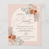 Budget Terracotta Pampas Foto Abschluss Einladung (Vorderseite)