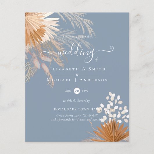 BUDGET Terracotta Pampas Grass Tropical Wedding (Vorderseite)