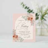 Budget Terracotta Pampas Hochzeit Einladung (Stehend Vorderseite)