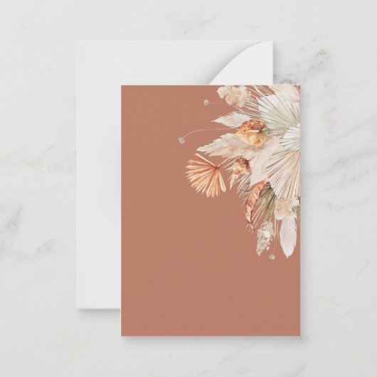 Budget Terracotta Pampas Hochzeit speichern Sie da Mitteilungskarte (Rückseite)