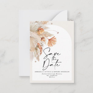 Budget Terracotta Pampas Hochzeit speichern Sie da Mitteilungskarte