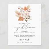 Budget Terracotta Pampas Wedding Reception Card (Vorderseite)