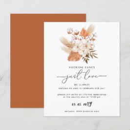 Budget Terracotta Pampas Wedding Reception Card