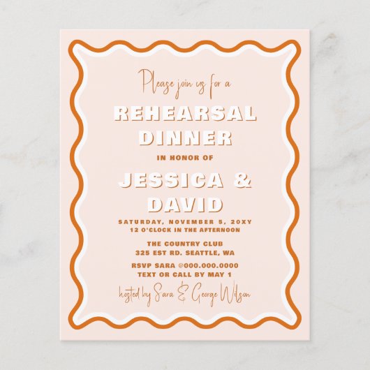 Budget Terracotta Probe Abendessen Einladung (Vorderseite)