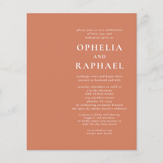 Budget Terracotta QR Code Bohemische Hochzeit Einl (Vorderseite)