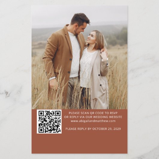 Budget Terracotta QR UAWG Wedding Einladung (Rückseite)