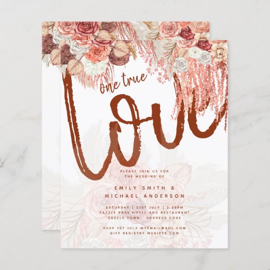 BUDGET Terracotta Rose Pampas Grass Floral Wedding (Vorne/Hinten)