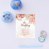 BUDGET Terracotta Rose Pampas Grass Floral Wedding Flyer (Einzeln)