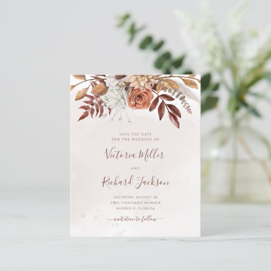 Budget Terracotta Rost Blume Boho Fall Foliage (Stehend Vorderseite)