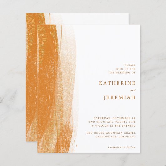 BUDGET Terracotta Rust Gold Foil Boho Hochzeit (Vorne/Hinten)