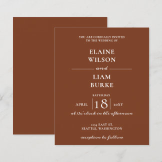 Budget Terracotta Rustic Wedding Einladung