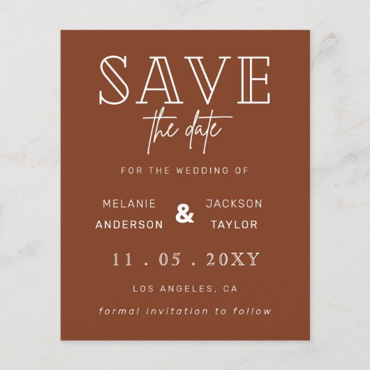 Budget Terracotta Rustikal Save the Date (Vorderseite)
