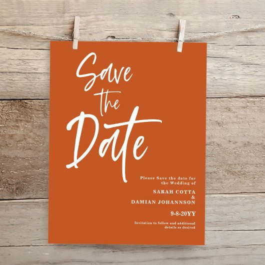 Budget Terracotta Save the Date Card