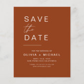 Budget Terracotta Save the Date Foto Minimalistisc (Vorderseite)