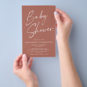 Budget Terracotta Script Baby Dusche FLYER (Handgriff)