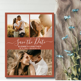 Budget Terracotta Script Foto Save the Date Flyer