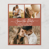 Budget Terracotta Script Foto Save the Date Flyer (Vorne)