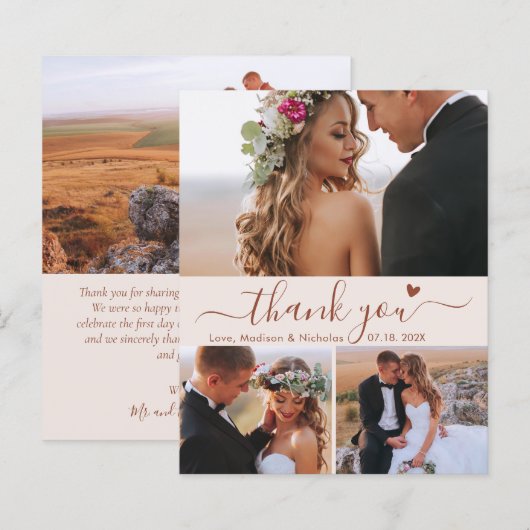 Budget Terracotta Script Foto Wedding Vielen Dank (Vorne/Hinten)