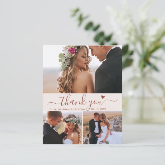 Budget Terracotta Script Foto Wedding Vielen Dank (Stehend Vorderseite)