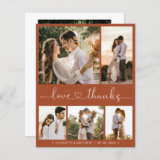 Budget Terracotta Script Wedding Danke Karte (Vorne/Hinten)