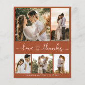 Budget Terracotta Script Wedding Danke Karte (Vorderseite)