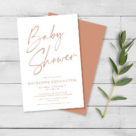 Budget Terracotta Simple Script Baby Dusche FLYER