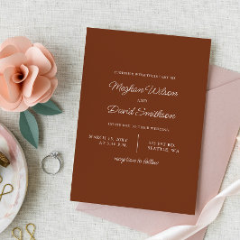 Budget Terracotta Simple Wedding Einladung