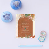 BUDGET Terracotta Tropical Pampas Grass Wedding Flyer (Einzeln)