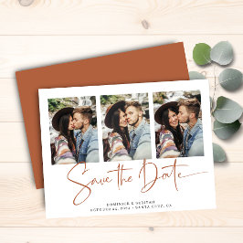 Budget Terracotta Typografy Wedding Save the Date