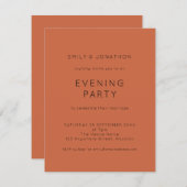 Budget Terracotta Wedding Abend Party Einladung (Vorne/Hinten)