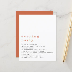 BUDGET Terracotta Wedding Abend Party Einladung
