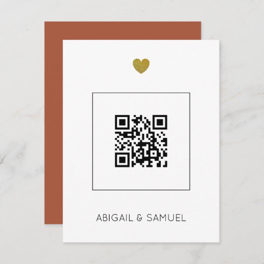 Budget Terracotta Wedding Einladung mit QR Code (Vorne/Hinten)