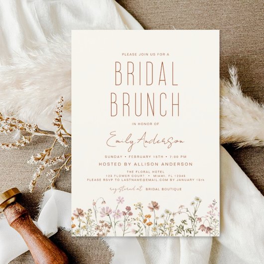 Budget Terracotta Wildblume Bridal Brunch Dusche Flyer
