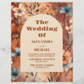 Budget Terracotta Wildblumen Hochzeit Flyer (Vorne)