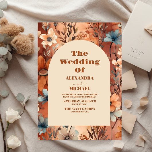 Budget Terracotta Wildblumen Hochzeit Flyer